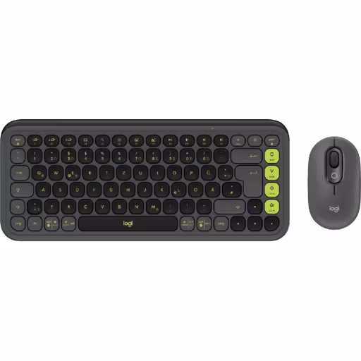 Kit Teclado y Mouse Logitech Pop Icon Conectividad Inalámbrica BT Grafito/Verde