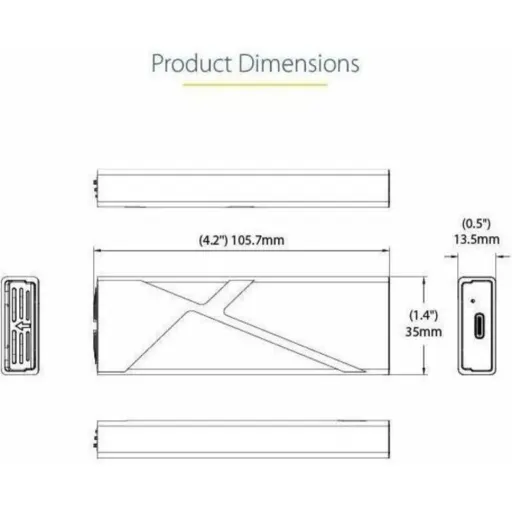 Imagen 4 de Cofre Porta SSD M.2 StarTech, USB-C, PCIe NVMe M.2/SATA 2230/2242/2260/2280 Alum