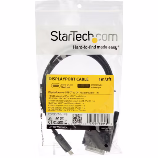 Imagen 4 de Cable USB-C Macho a DVI-D Macho 720p 1080p 1mt 3ft color negro - StarTech