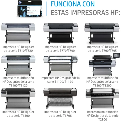 Imagen 2 de Cartridge HP 72 Negro Comp DesignJet T610 T620 T770 T1100 T1200 T120 130ml