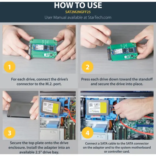 Imagen 7 de Adaptador M.2 SSD a SATA III 2.5" Carcasa Aluminio, Admite 2230 2242 2260 2280
