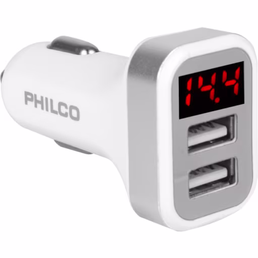 CARGADOR AUTO DOBLE USB CON PANT LED