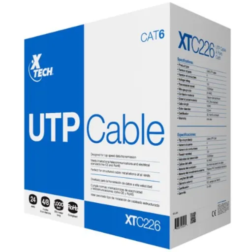 Imagen 0 de Cable de Red XTech CAT6 UTP 24AWG 305mts Color GRIS