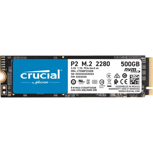 Imagen 0 de Unidad SSD Crucial 500GB M.2 22*80 PCIe NVMe Gen3 x4 Lect 2100MB/s Esc 1500MB/s