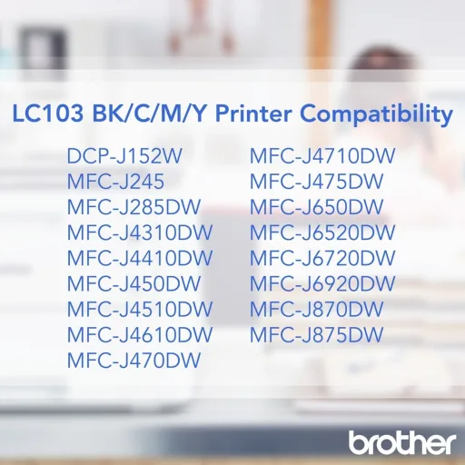 Imagen 2 de Cartridge Brother LC103C Cyan para DCP J152/MFC J245/J285/J450/J4510, 600Pág