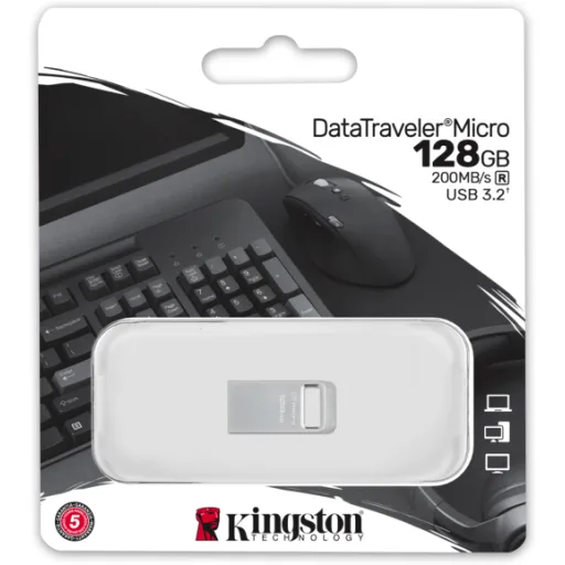 Imagen 3 de Pendrive 128GB Kingston DataTraveler Micro USB 3.2 Gen 200MB/s Metal Color Gris