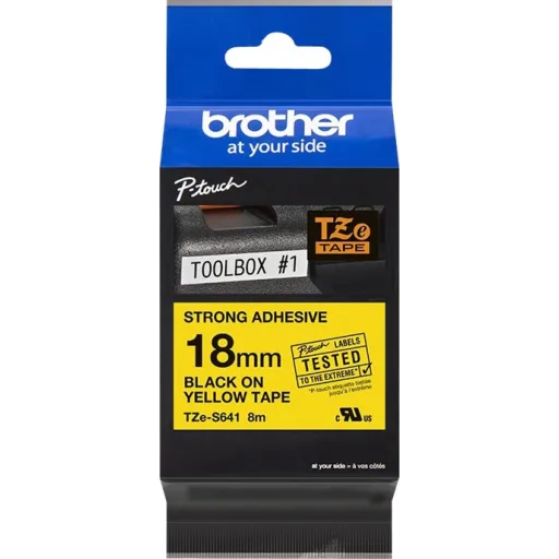 Imagen 2 de Cinta Rotuladora Brother TZE-S641 Negro Sobre Amarillo Indstrl. 18mm x 8mt