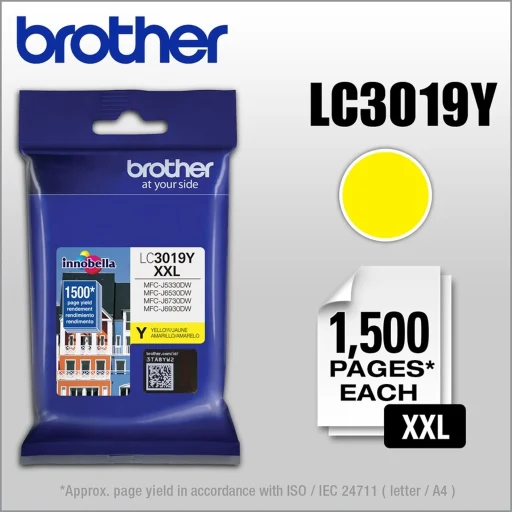 Imagen 1 de Cartridge Brother LC3019Y Amarillo Alto Rendimiento MFC J5330 J6530 J693,1500Pág