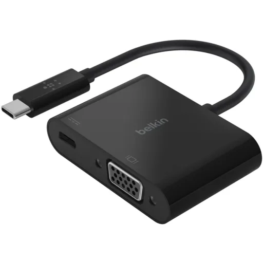 Imagen 8 de Belkin USB-C to VGA + Charge Adapter - Conversor de interfaz de vídeo - USB-C (M) a HD-15 (VGA), USB-C (solo alimentación) (H) - negro - compatibilidad con 1080p, USB Power Delivery (60W)