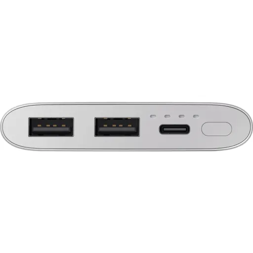 Imagen 0 de Samsung EB-P1100 - Cargador portátil - 10000 mAh - 2 A - Fast Charge - 2 conectores de salida (USB) - en el cable: USB-C - plata