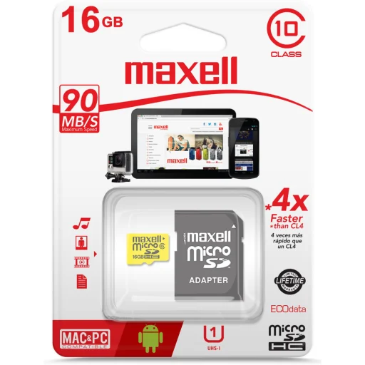 Imagen 0 de Maxell microSDHC 16 GB UHS-I (Class 10 / Speed Class 1) (MCSD16GB)