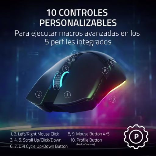 Imagen 5 de Mouse Gamer Inalámbrico Razer Cobra Pro RGB Ópt. 30K DPI 8 Btnes Bt2.4GHz Negro