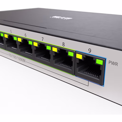 Imagen 1 de Switch Gigabit Nexxt Vertex V900P 9 Puertos PoE+, Escritorio, 120W 10/100/1000Mb