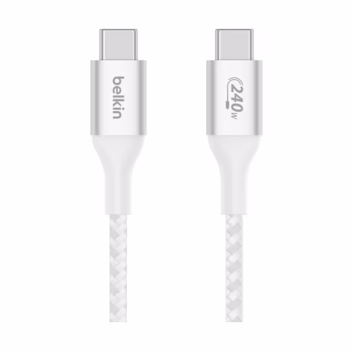 Cable USB-C a USB-C 240W de 2.0 Mt trenzado Belkin blanco
