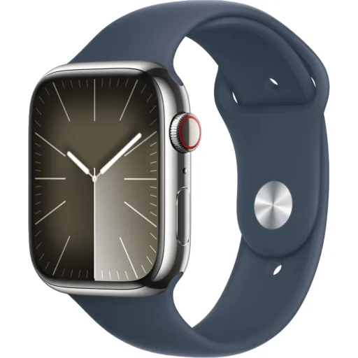 Imagen 0 de Apple Watch Series 9 45mm (GPS + Cellular / Silver Stainless Steel Case / Storm Blue Sport Band / M-L) [MRMP3BE/A]