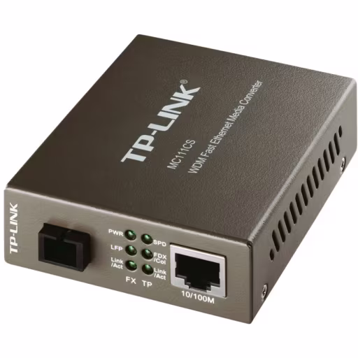 Imagen 0 de TP-Link MC111CS - Conversor de soportes de fibra - 100Mb LAN - 10Base-T, 100Base-FX, 100Base-TX - RJ-45 / modo sencillo SC - hasta 20 km - 1550 (TX) / 1310 (RX) nm