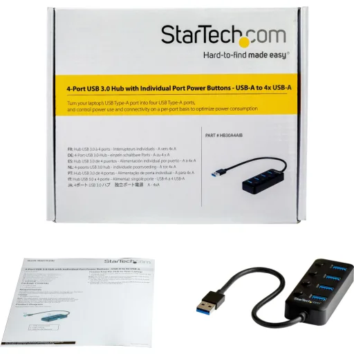 Imagen 3 de HUB USB 3.0 Startech a 4 Puertos USB 3.1 Gen1 c/Interruptores Individuales Negro