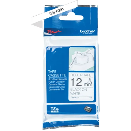 Imagen 1 de TZER231 12MM BLACK ON WHITE RIBBON TAPE