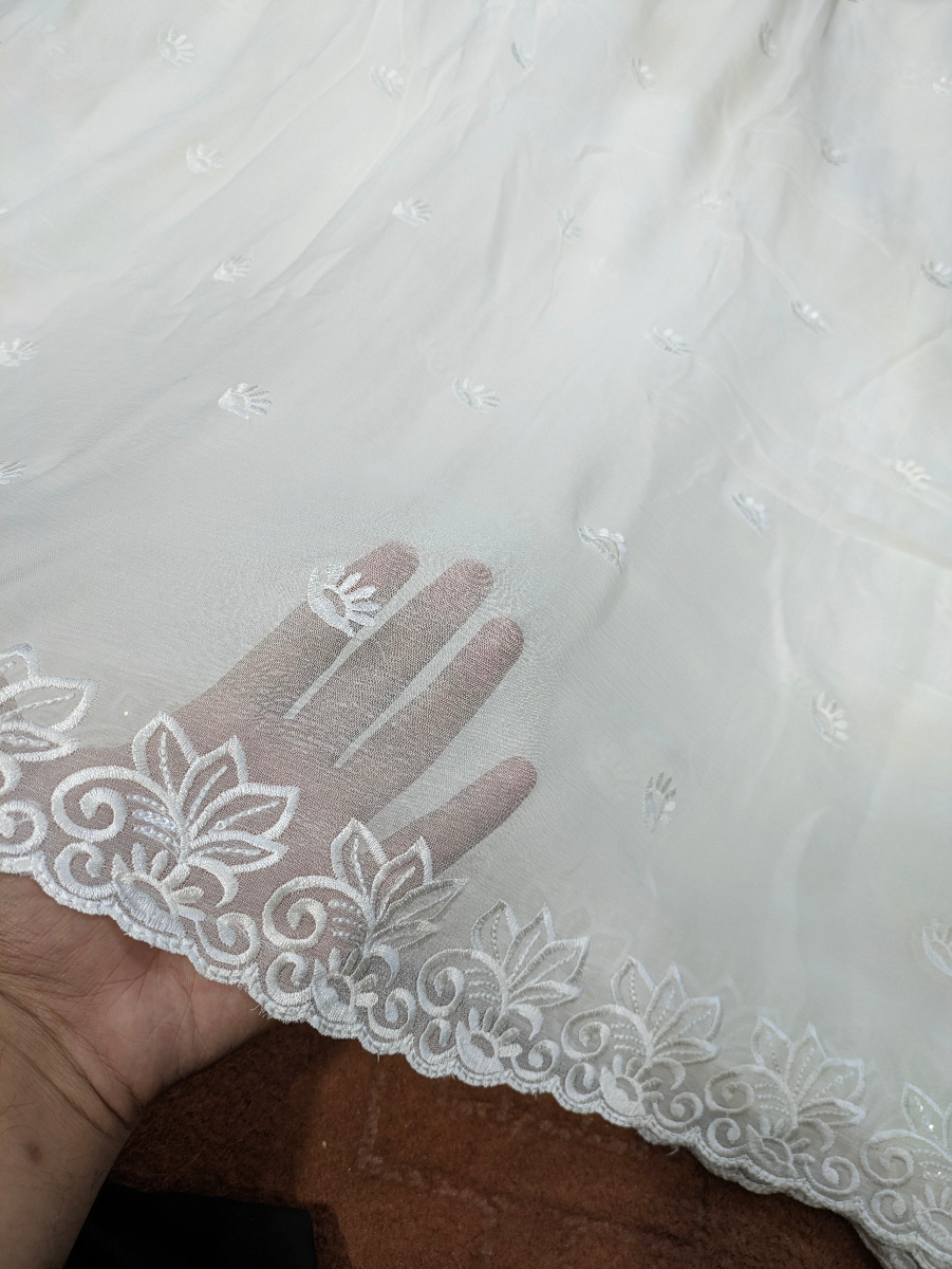 Chiffon white embroidery dupatta Diyable Dupatta 
