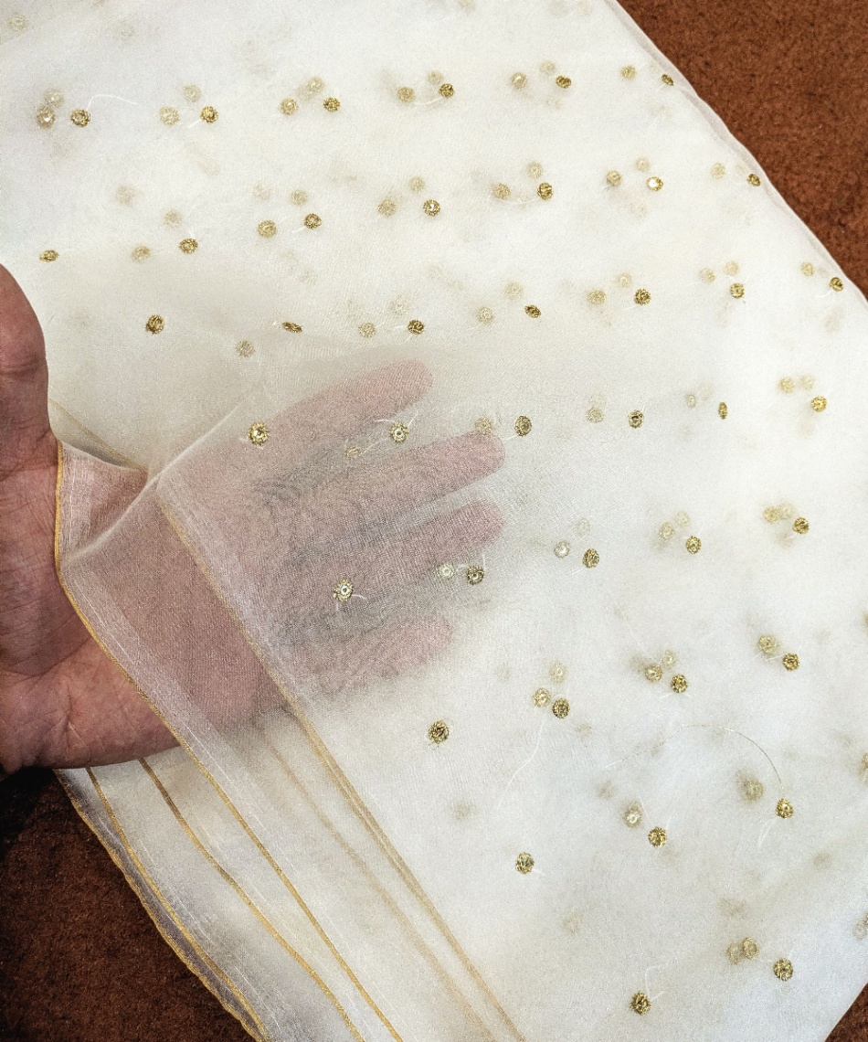 Pure Organza Golden Chan Dupatta Diyable Dupatta 
