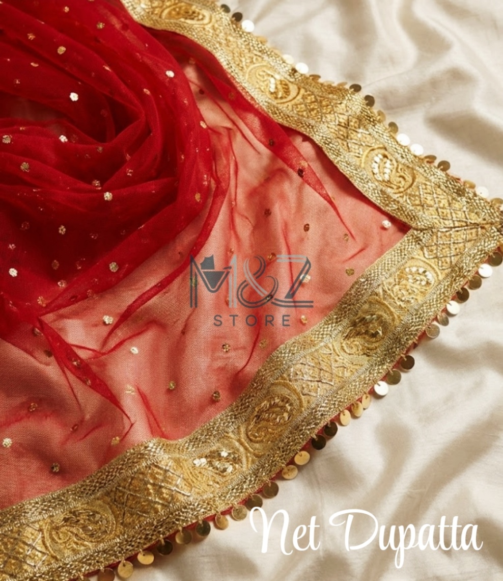 Red Net Bridal Dupatta 