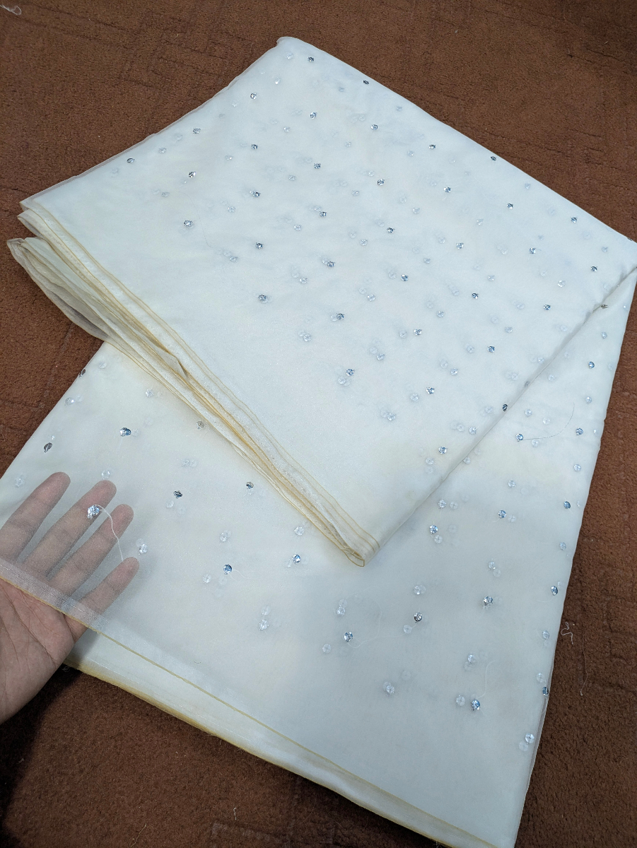 Soft Organza Dupatta with Silver Sitara Embroidery | 100% Pure Organza | Dyable Premium Fabric | 2.5 Gazz Elegant Dupatta