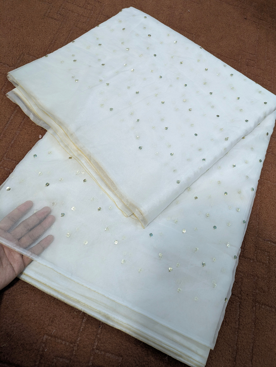 Soft Organza Dupatta with Golden Sitara Embroidery | 100% Pure Organza | Dyable Premium Fabric | 2.5 Gazz Elegant Dupatta