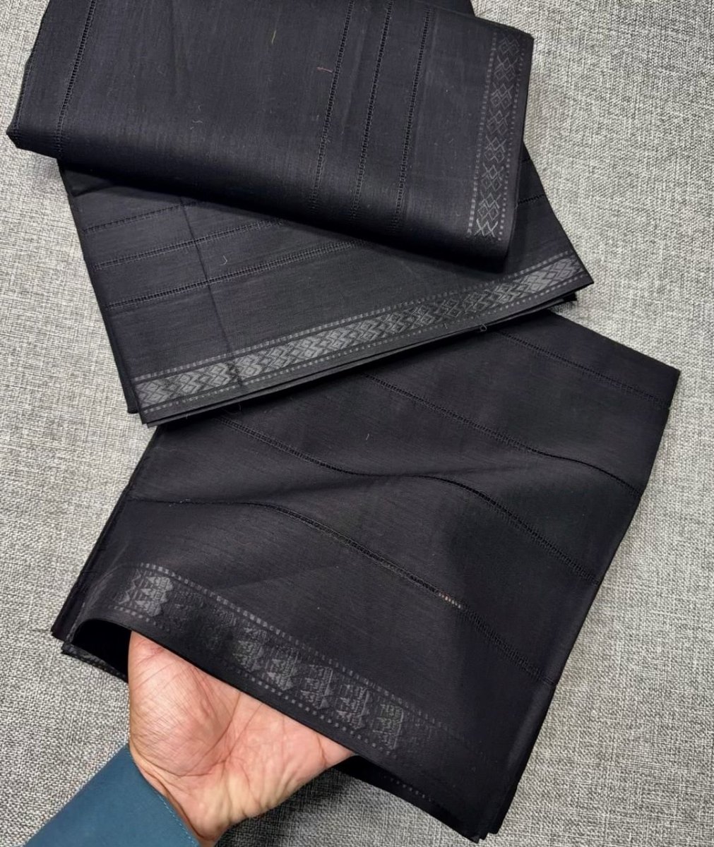 Pure Black Lawn Taarkashi Dooriya Dupatta | 100% Cotton Lawn | Jet Black Soft Fabric | 2.5 Gaz Length | Elegant Summer Wear