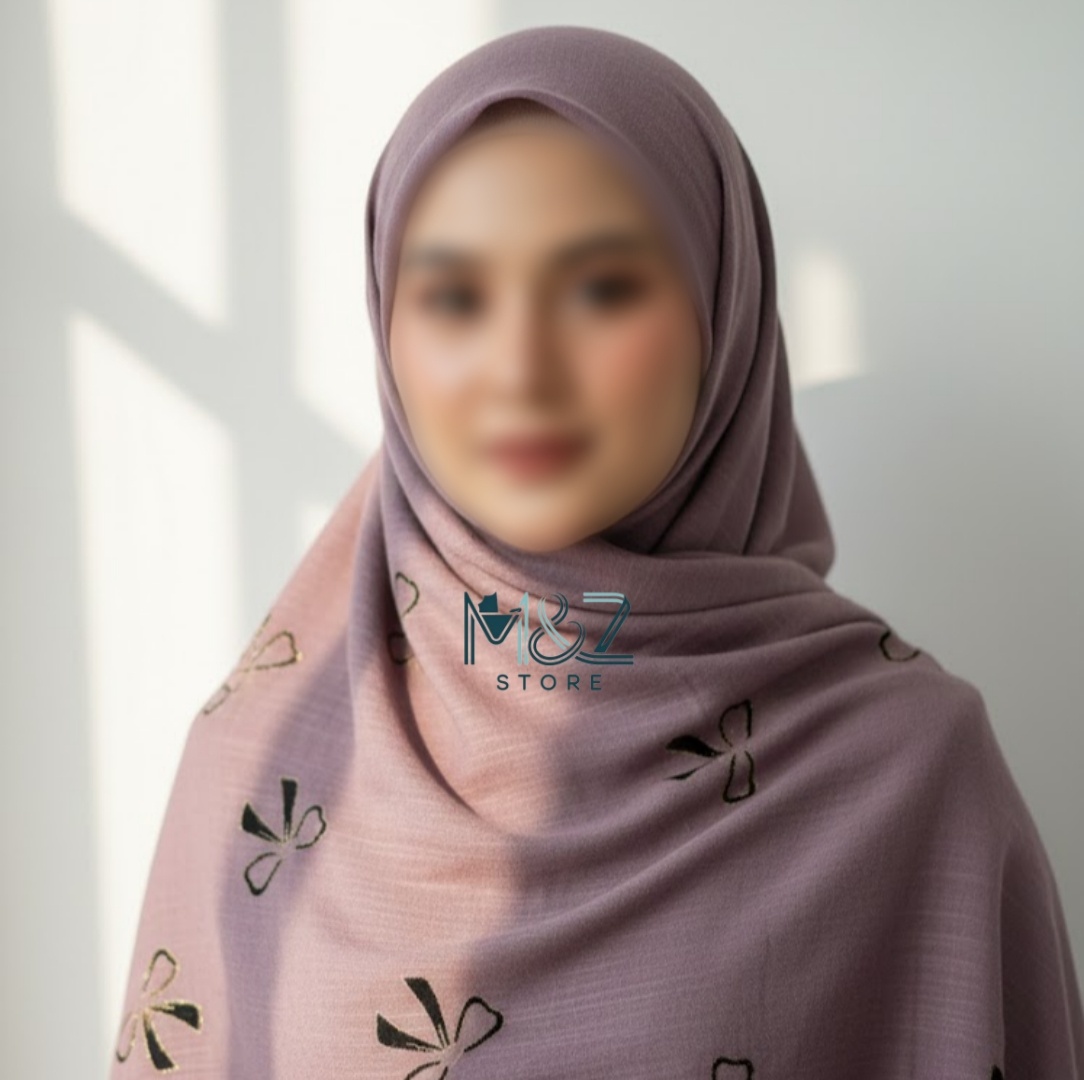 Premium Lawn Hijab with Elegant Block Print Design – Soft & Breathable Fabric