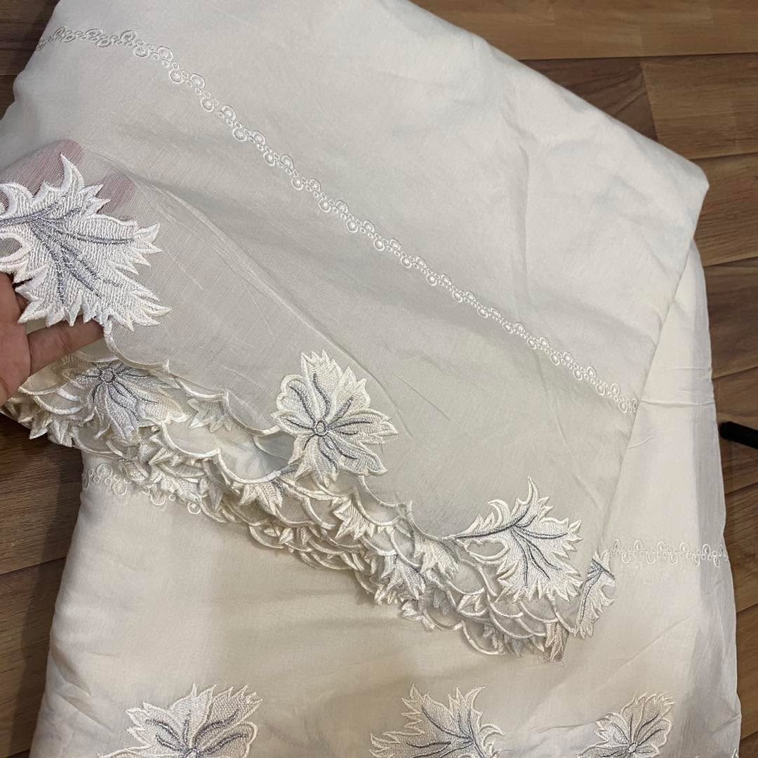 White Silver Cutwork Dupatta - voile Lawn Khaddi Lawn Embroided Dupatta Diyable In any Color -Dupatta - 2.5 ghz