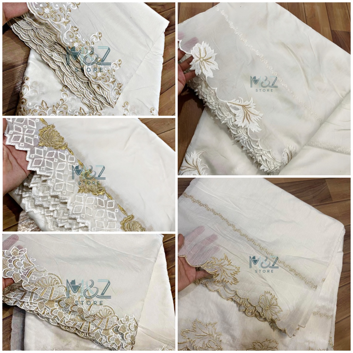 White Golden Cutwork Dupatta - voile Lawn Khaddi Lawn Embroided Dupatta Diyable In any Color -Dupatta - 2.5 ghz