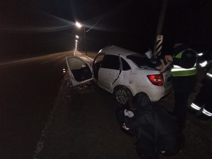 Под Тамбовом водитель "Гранты" врезался в столб: есть пострадавшие