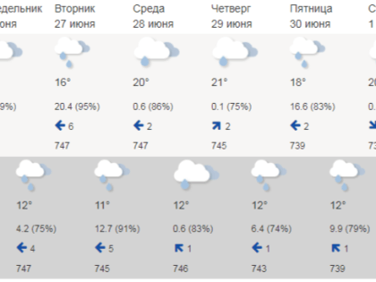 В Тамбовской области на этой неделе будет дождливо