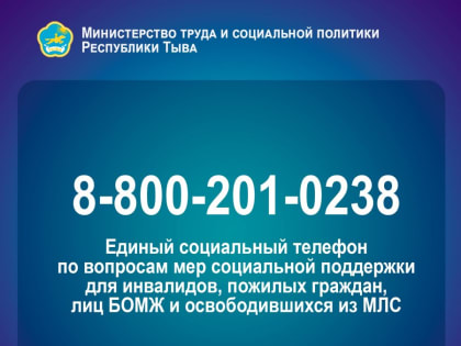 В Туве заработал единый социальный телефон 8-800-201-028