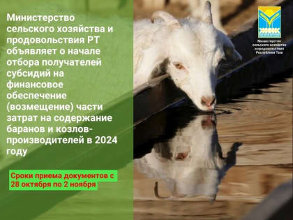 Начало отбора получателей субсидий на содержание сельскохозяйственных животных в Республике Тыва