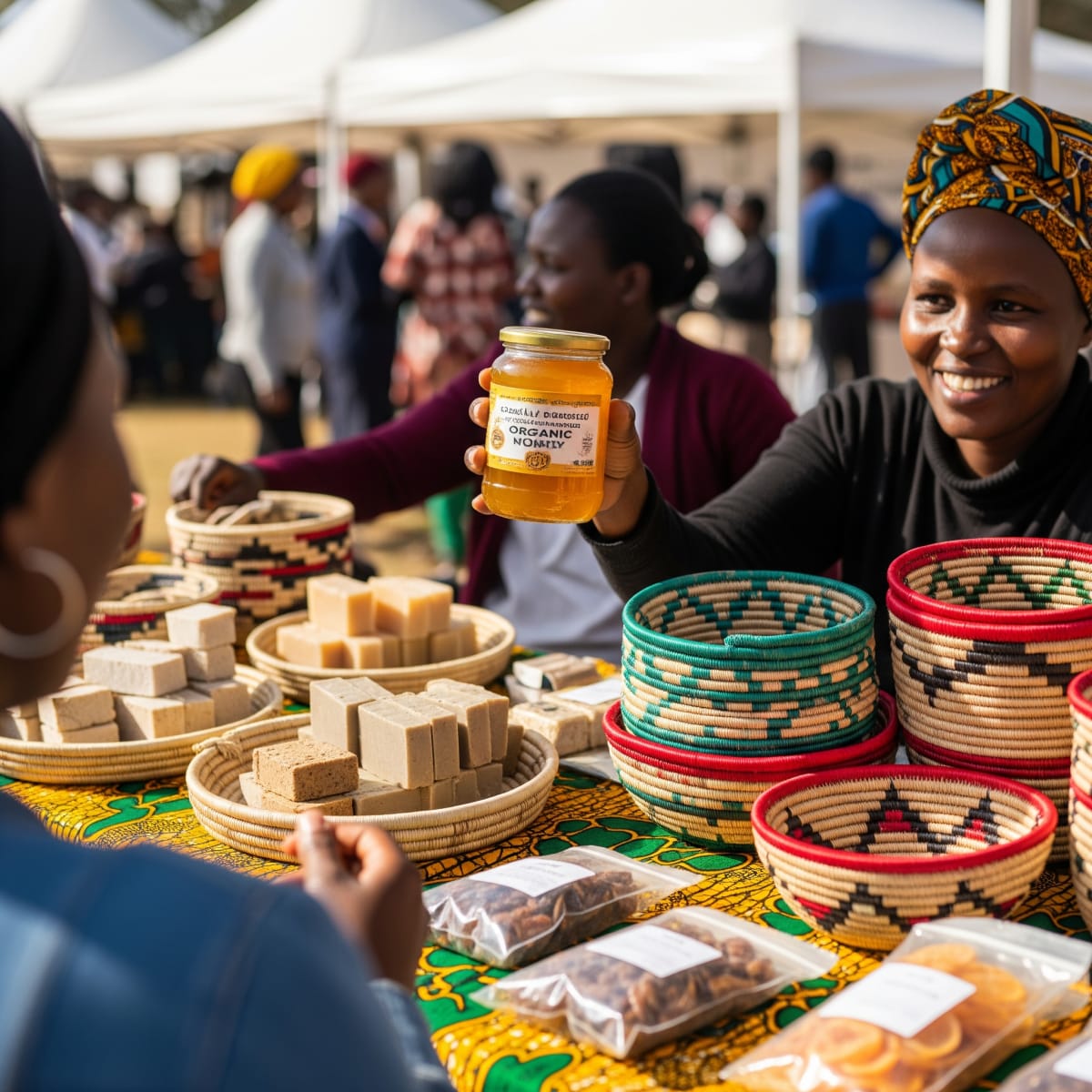 Community members at a local entrepreneurship fair.