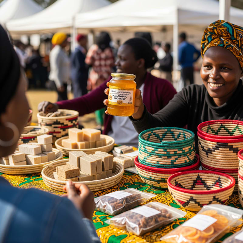 Community members at a local entrepreneurship fair.