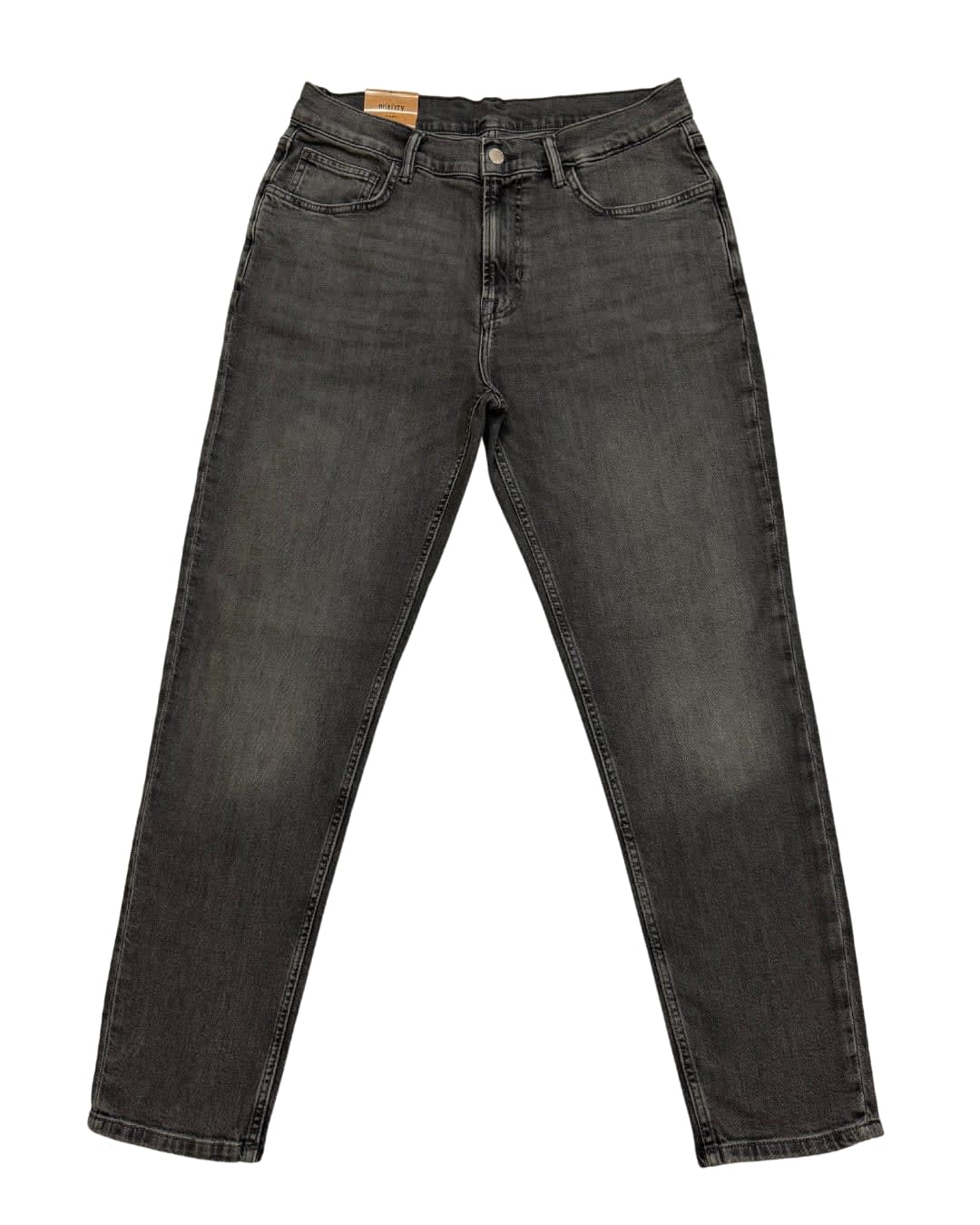 Faded Grey Slim-Tapered Denim Jeans