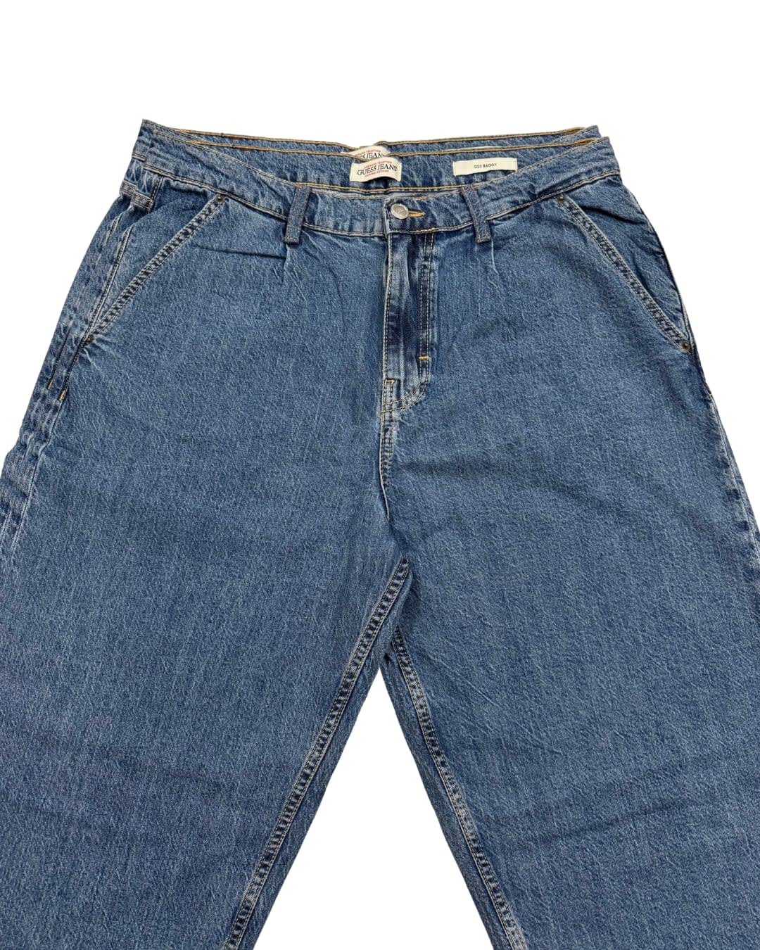Mid-Blue Enzyme Wash Loose-Fit Denim Jeans