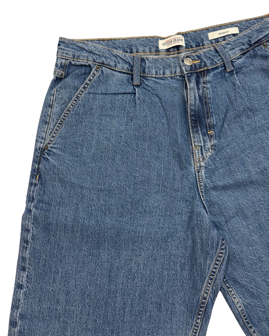 Mid-Blue Enzyme Wash Loose-Fit Denim Jeans