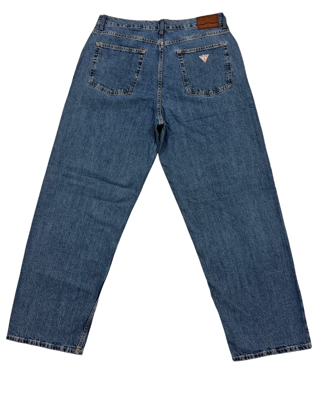 Mid-Blue Enzyme Wash Loose-Fit Denim Jeans