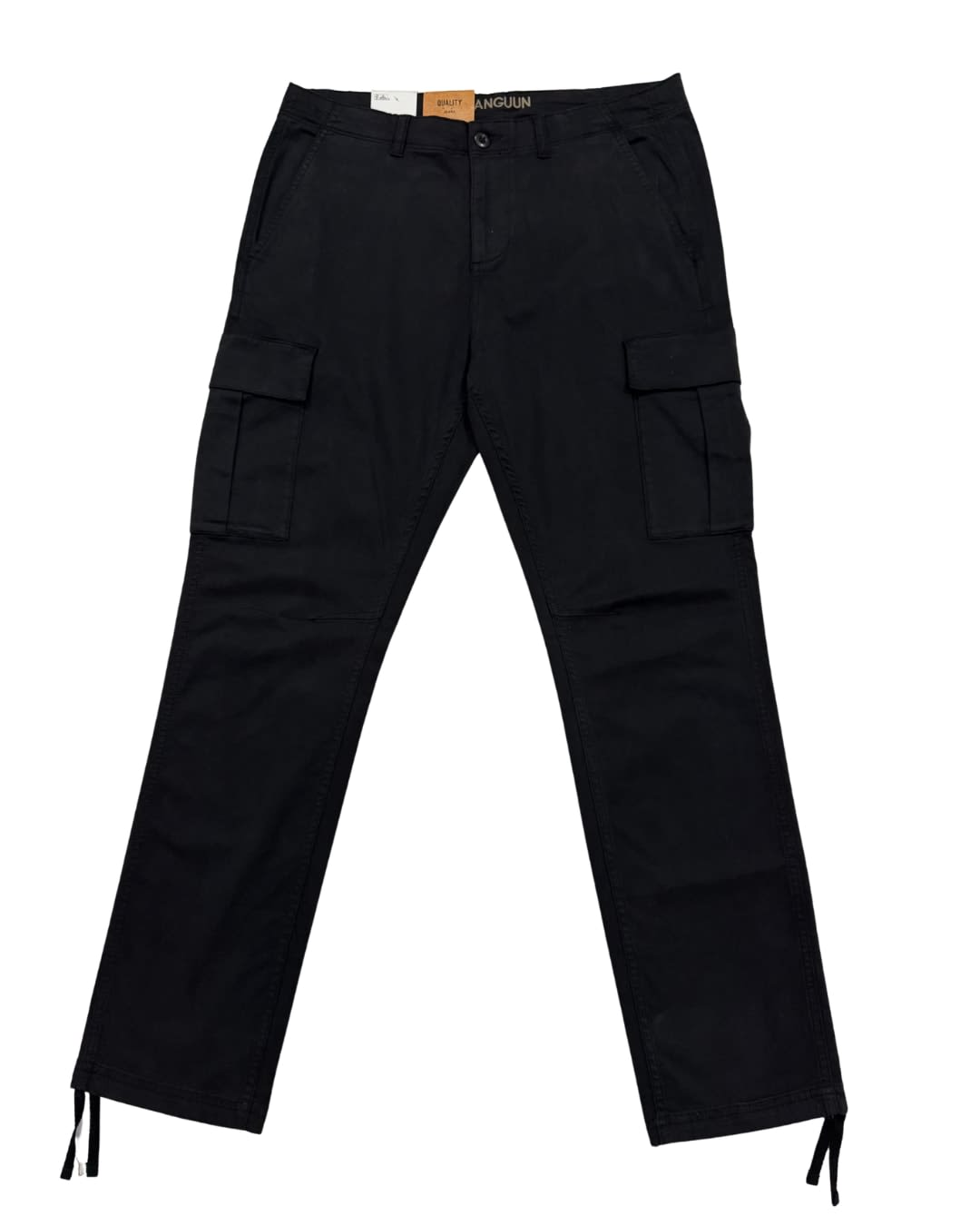 Black Garment-Dyed Tapered Cargo Pant