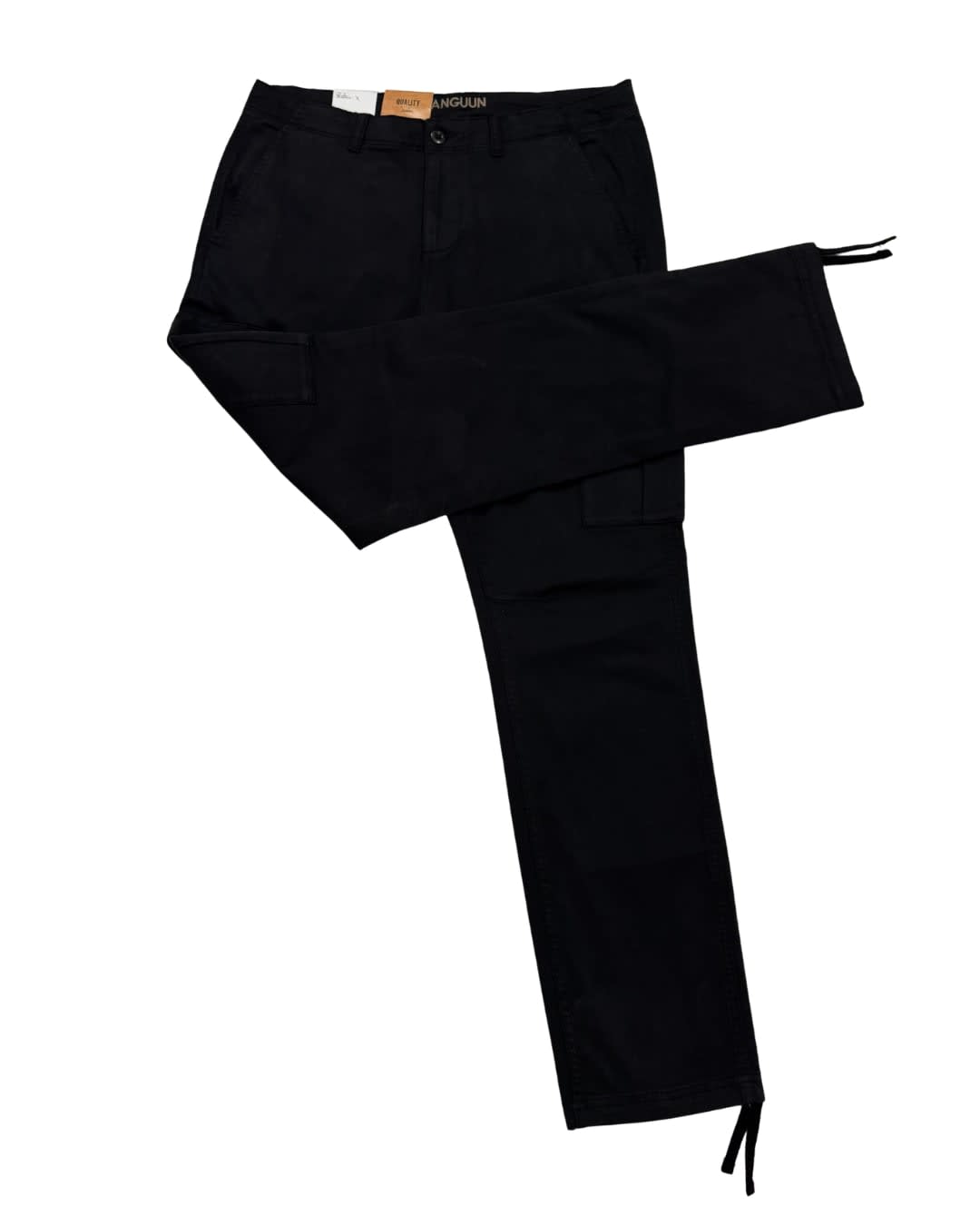 Black Garment-Dyed Tapered Cargo Pant