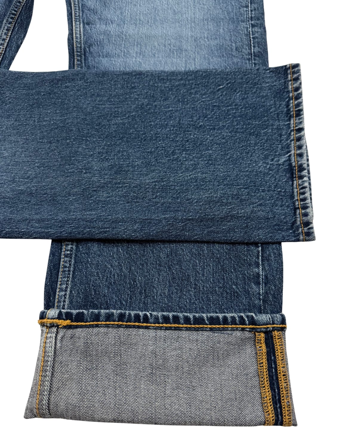 Mid Blue Enzyme Stone Wash Straight Fit Denim Jeans