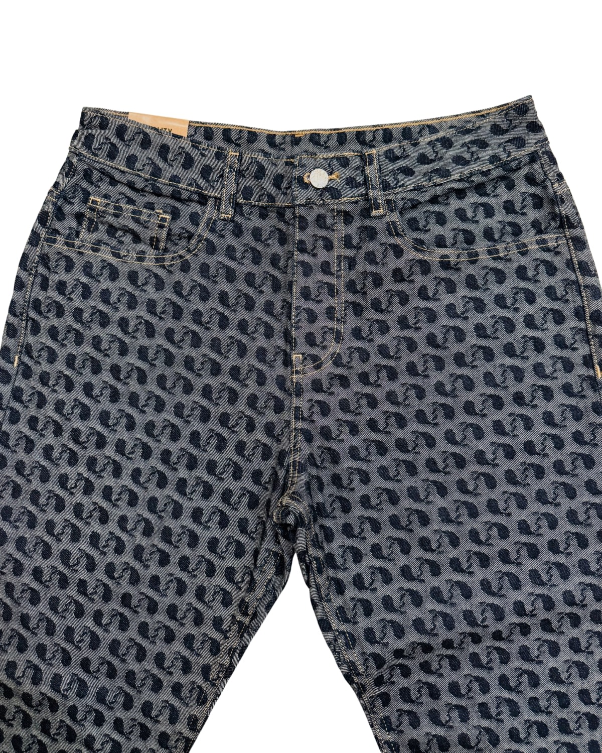 Indigo Jacquard Slim Straight Denim Jeans