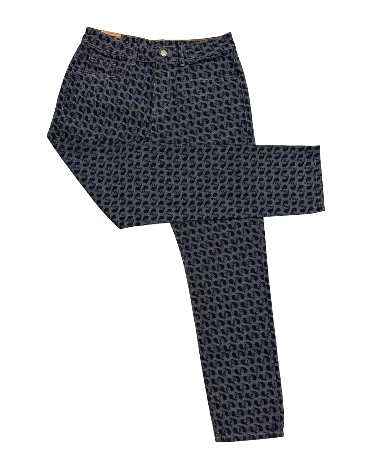 Indigo Jacquard Slim Straight Denim Jeans