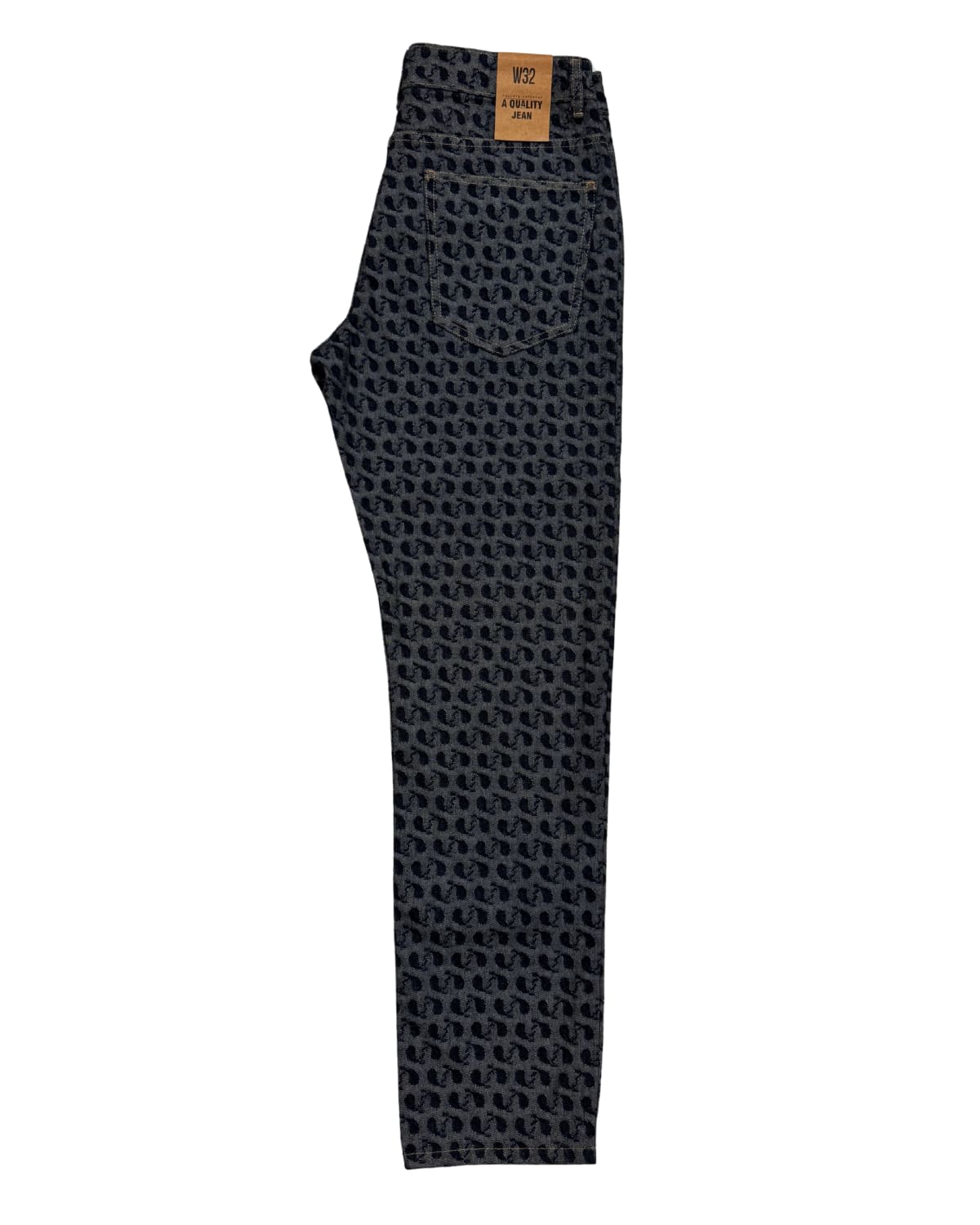 Indigo Jacquard Slim Straight Denim Jeans