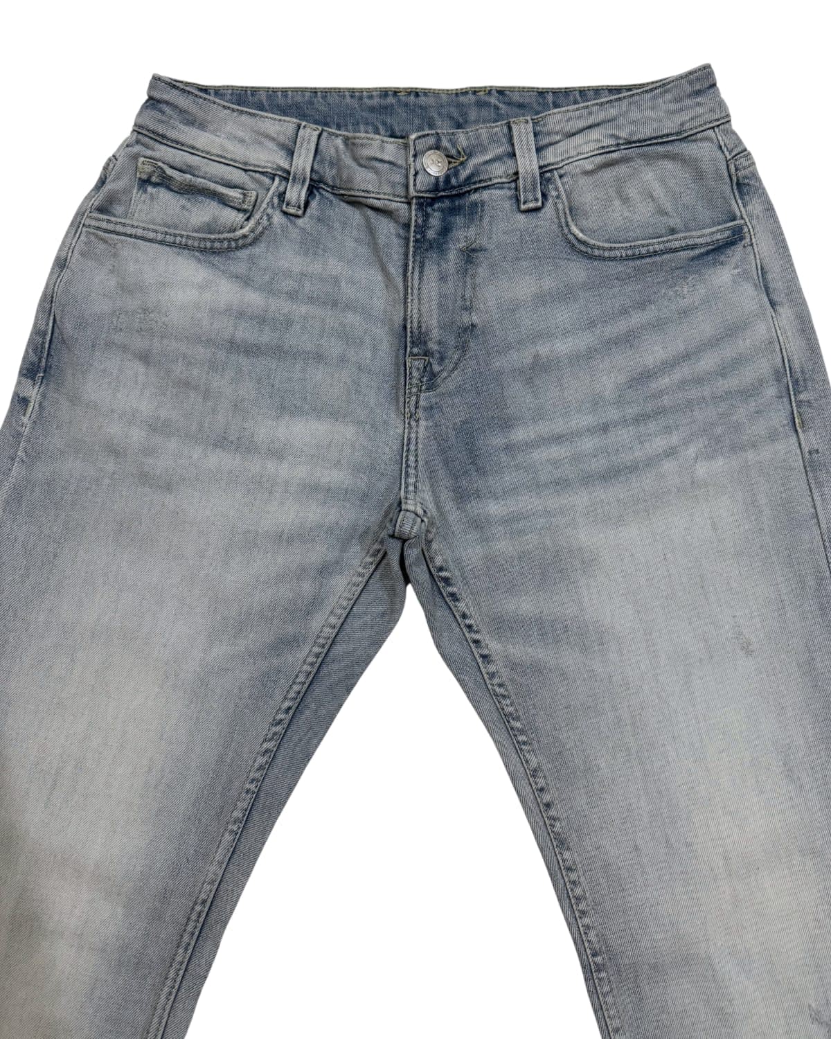 Light Grey Enzyme Wash Slim Straight Jeans