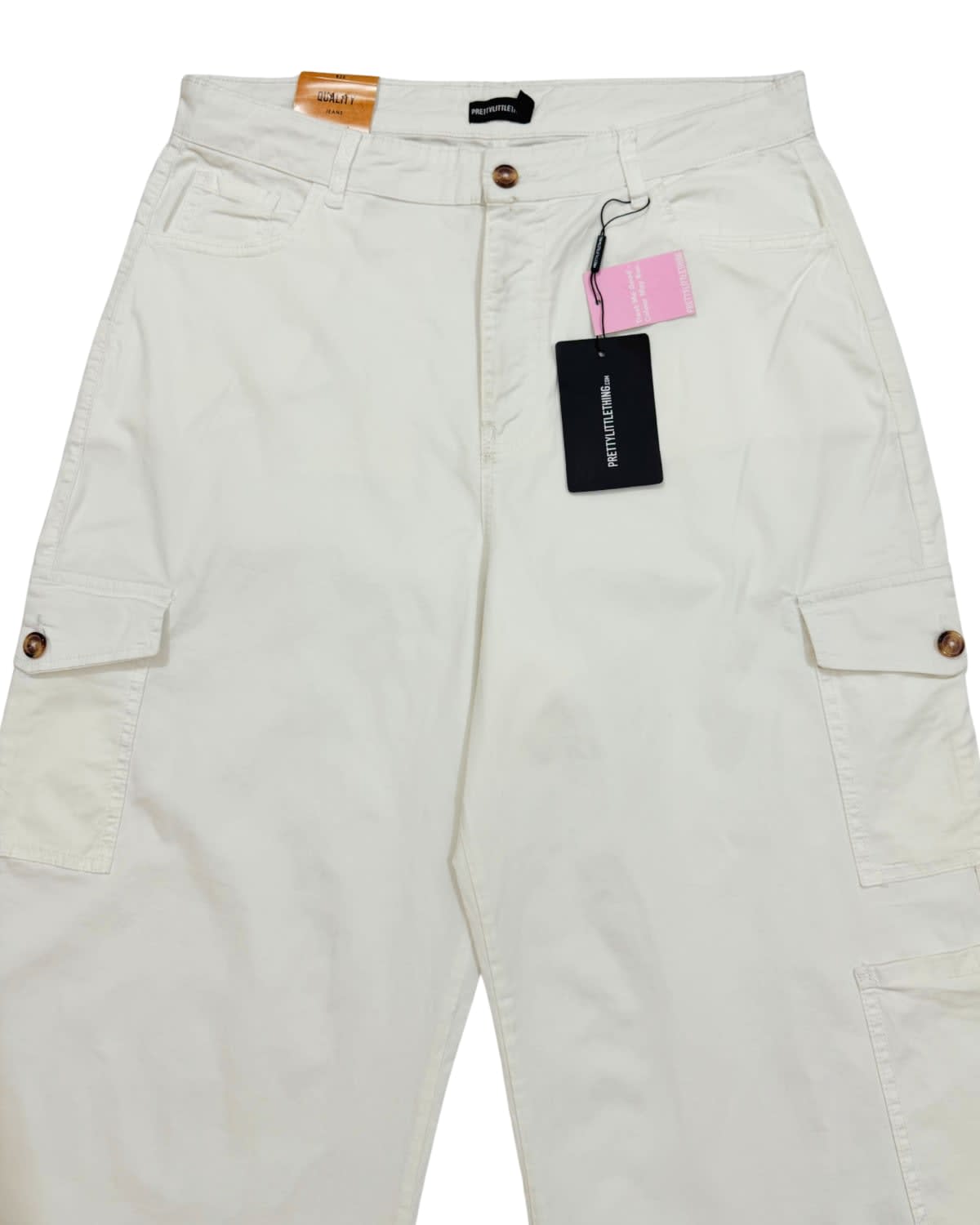 Off White Garment-Dyed Wide Leg Cargo Pant