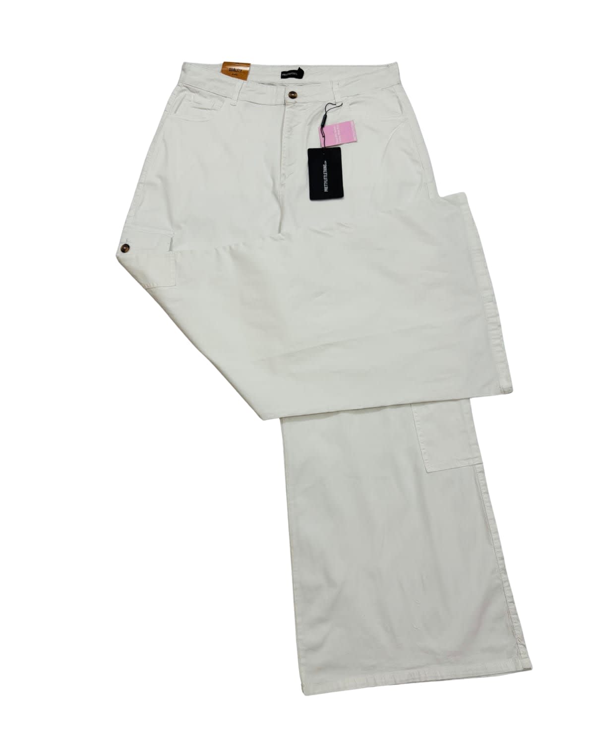 Off White Garment-Dyed Wide Leg Cargo Pant